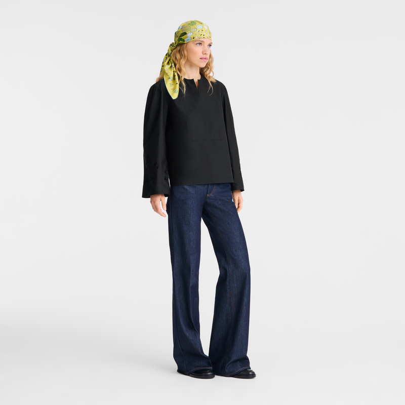 Blusa Longchamp Blouse Mujer Negras | LC-HJJI3953