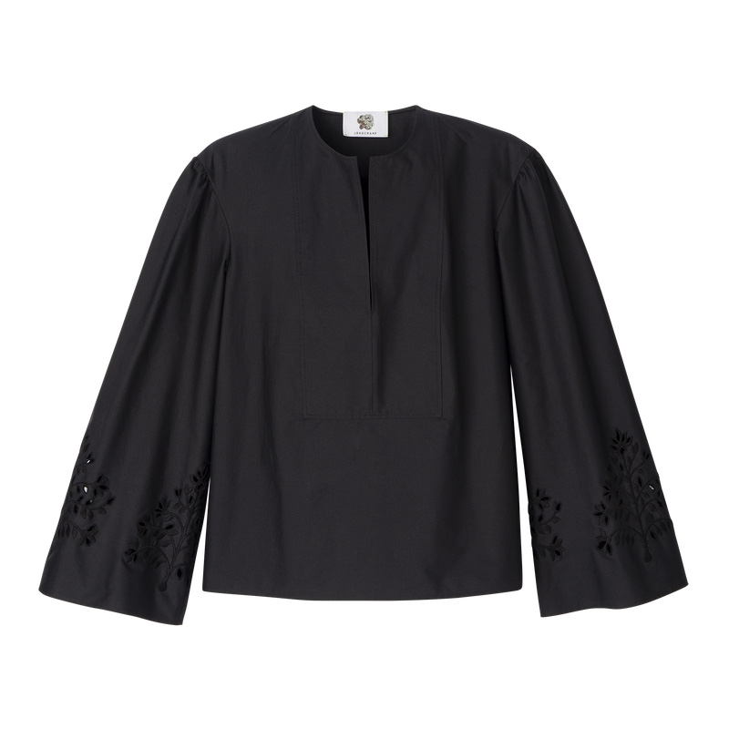 Blusa Longchamp Blouse Mujer Negras | LC-HJJI3953