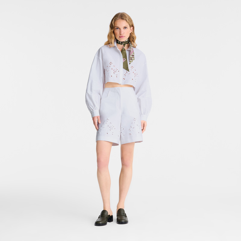 Blusa Longchamp Shirt Mujer Blancas | LC-WLQX5860