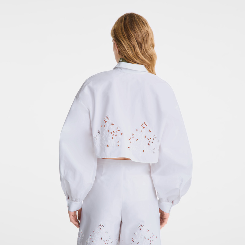 Blusa Longchamp Shirt Mujer Blancas | LC-WLQX5860