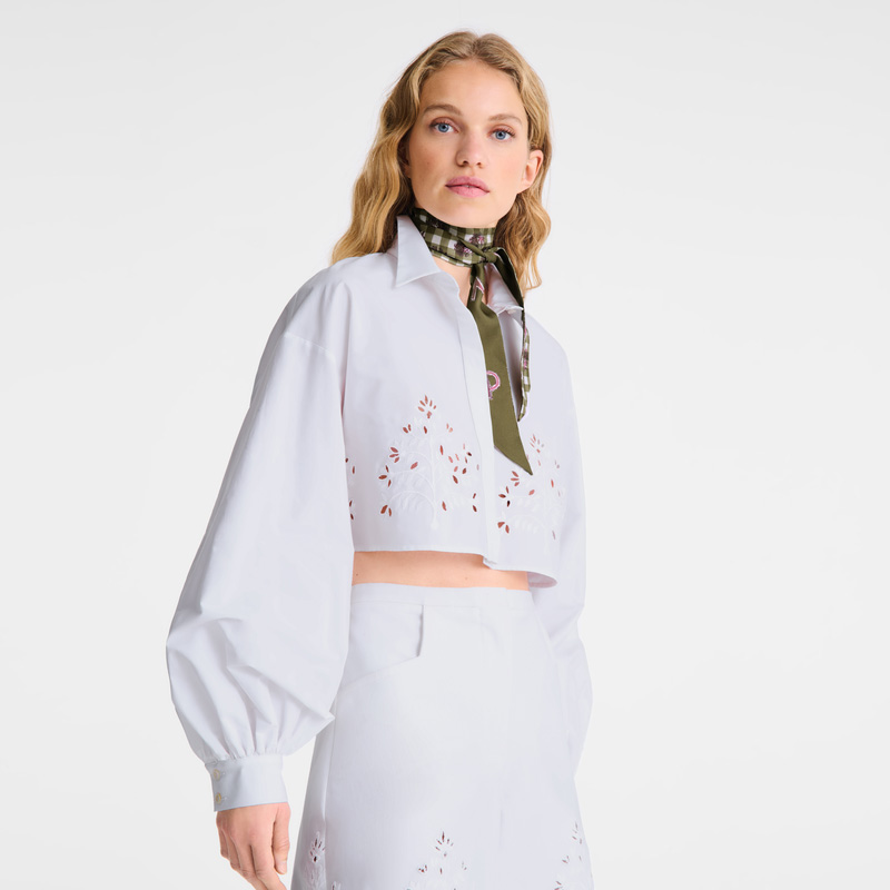 Blusa Longchamp Shirt Mujer Blancas | LC-WLQX5860