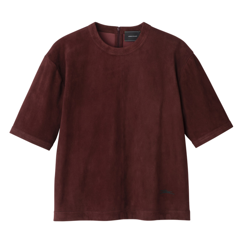 Blusa Longchamp Short leather top Mujer Burdeos | LC-ZIGE7798