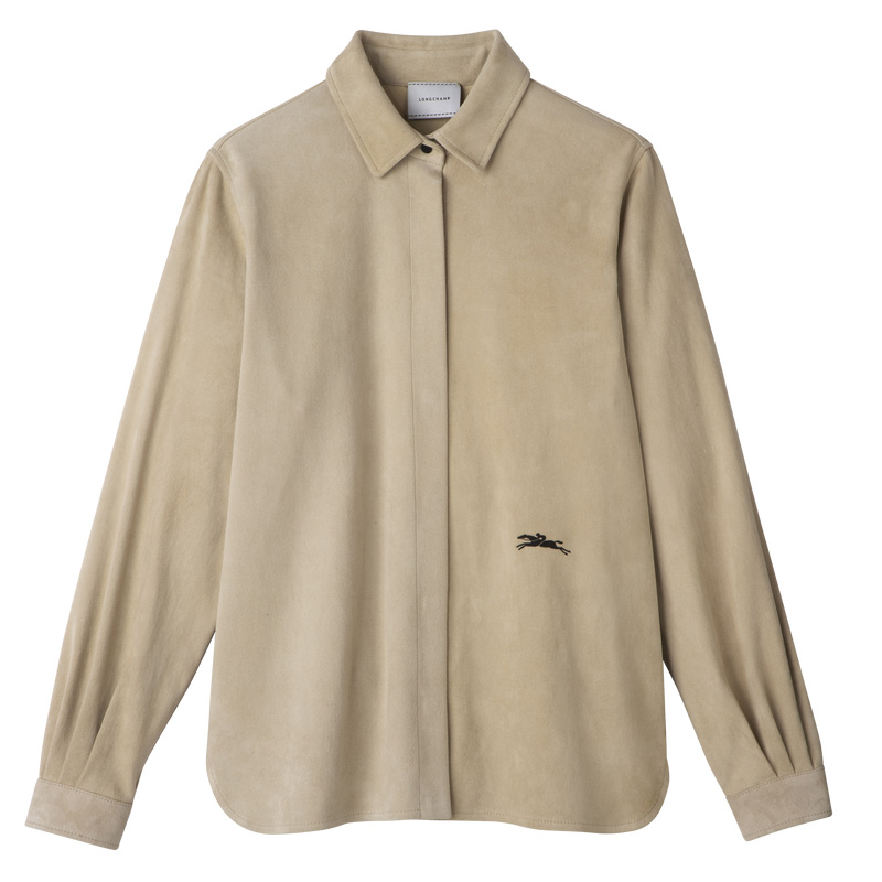 Blusa Longchamp Straight leather shirt Mujer Linen | LC-YJQI4893