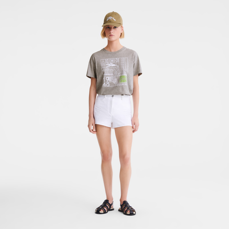 Blusa Longchamp T-shirt Mujer Gris | LC-MQLU9605