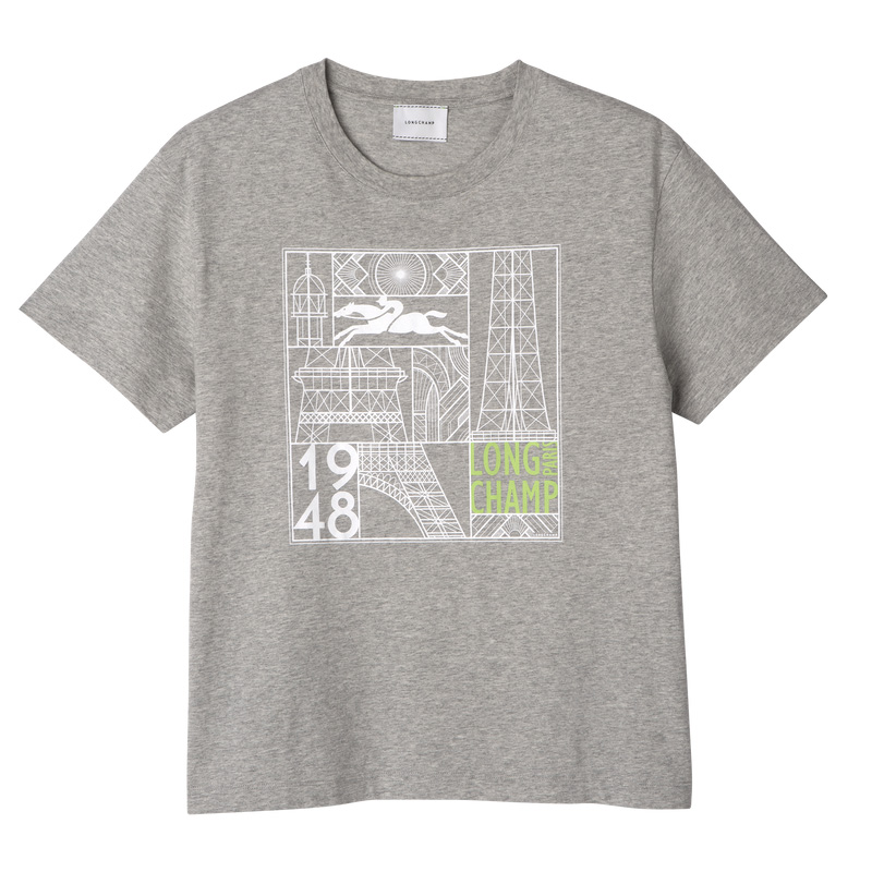 Blusa Longchamp T-shirt Mujer Gris | LC-MQLU9605