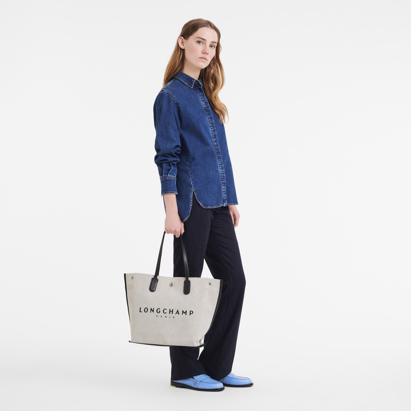 Bolsa De Hombro Longchamp Essential L Tote bag Mujer Ecru | LC-TAHQ2783