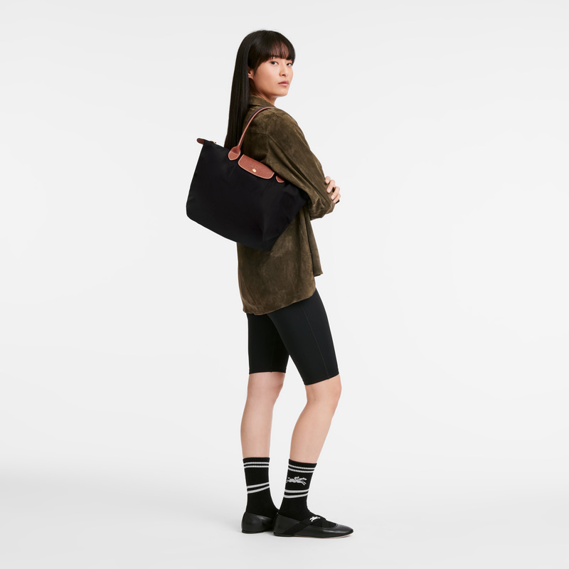 Bolsa De Hombro Longchamp Le Pliage Original M Tote bag Mujer Negras | LC-XWSF2253