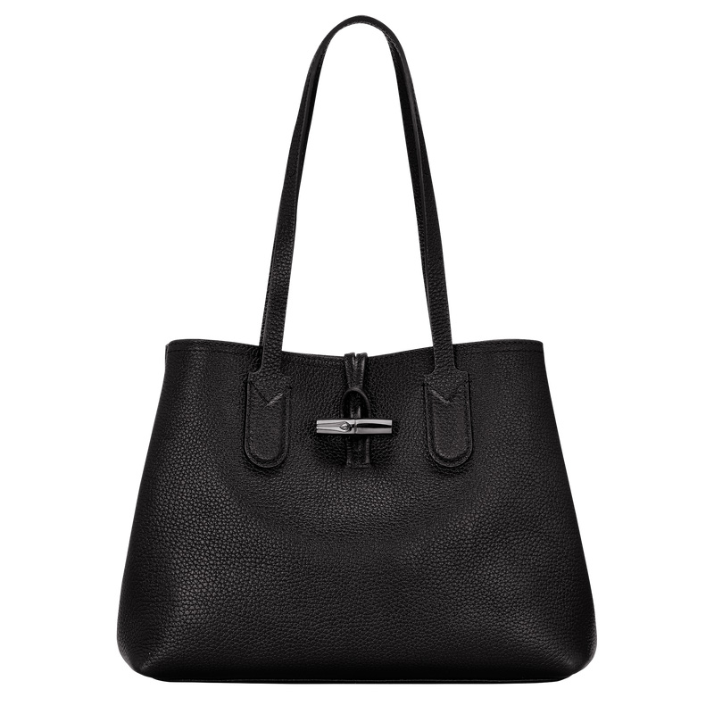Bolsa De Hombro Longchamp Le Roseau Essential M Tote bag Mujer Negras | LC-FOZK3342