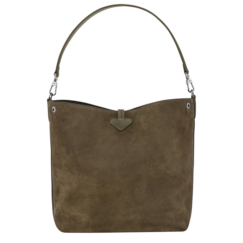 Bolsa De Hombro Longchamp Le Roseau M Hobo bag Mujer Verde Oliva | LC-QSQD2054
