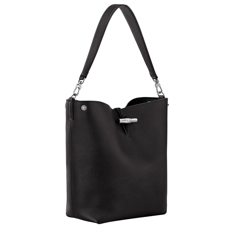 Bolsa De Hombro Longchamp Le Roseau M Shoulder bag Mujer Negras | LC-JQNE2863