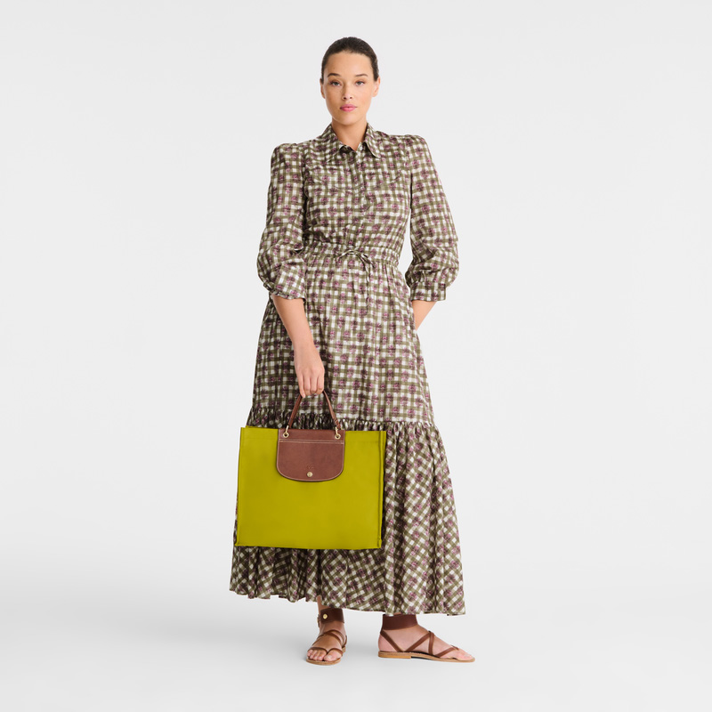 Bolsa de Mano Longchamp Cabas L Tote Bag Mujer Verde | LC-UQCN5996