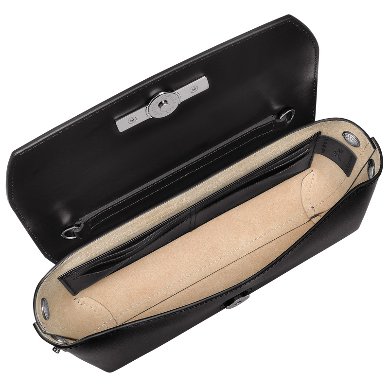 Bolsas Mini Longchamp Le Roseau Clutch Mujer Negras | LC-XGEQ8108