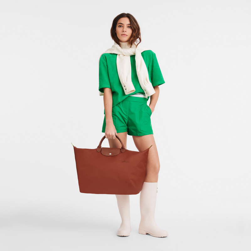 Bolsas de Viaje Longchamp Le Pliage Green L Travel bag Mujer Chestnut | LC-VMCD3823