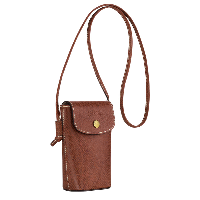 Bolso Pequeño Longchamp Épure Phone case with leather lace Hombre Marrones | LC-GJQJ1494