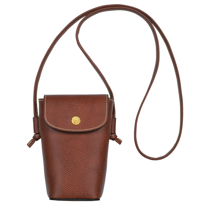 Bolso Pequeño Longchamp Épure Phone case with leather lace Hombre Marrones | LC-GJQJ1494