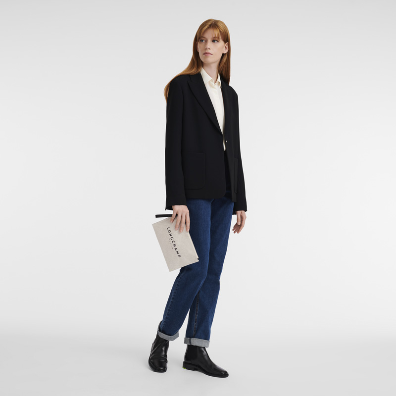 Bolso Pequeño Longchamp Essential Pouch Mujer Ecru | LC-BYWG2289