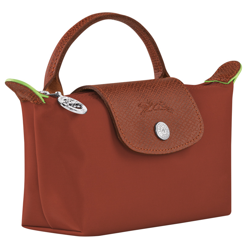 Bolso Pequeño Longchamp Le Pliage Green Pouch with handle Mujer Chestnut | LC-OAOX3146