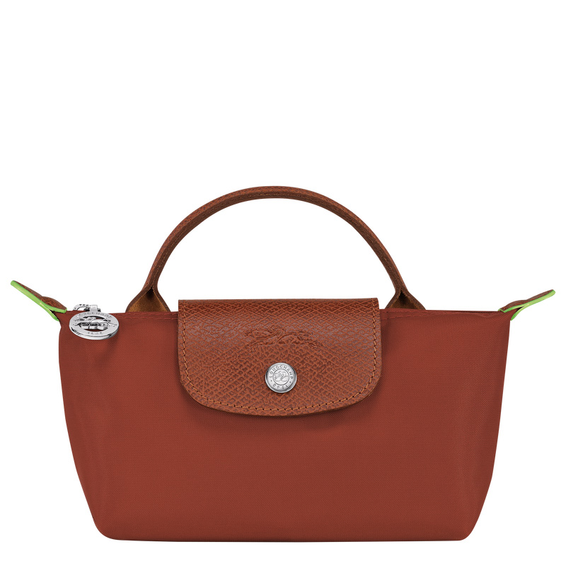 Bolso Pequeño Longchamp Le Pliage Green Pouch with handle Mujer Chestnut | LC-OAOX3146