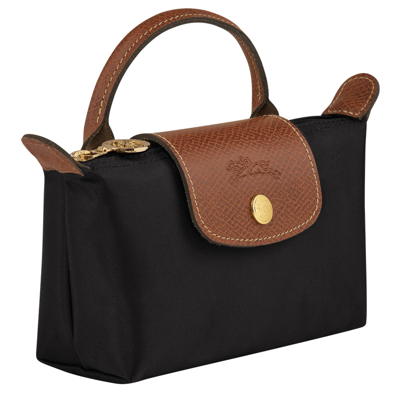 Bolso Pequeño Longchamp Le Pliage Original Pouch with handle Mujer Negras | LC-XXWH9392