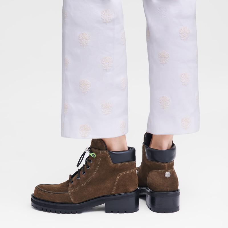 Botas Longchamp La Baroudeuse Low Boots Mujer Verde Oliva | LC-GKBU3776