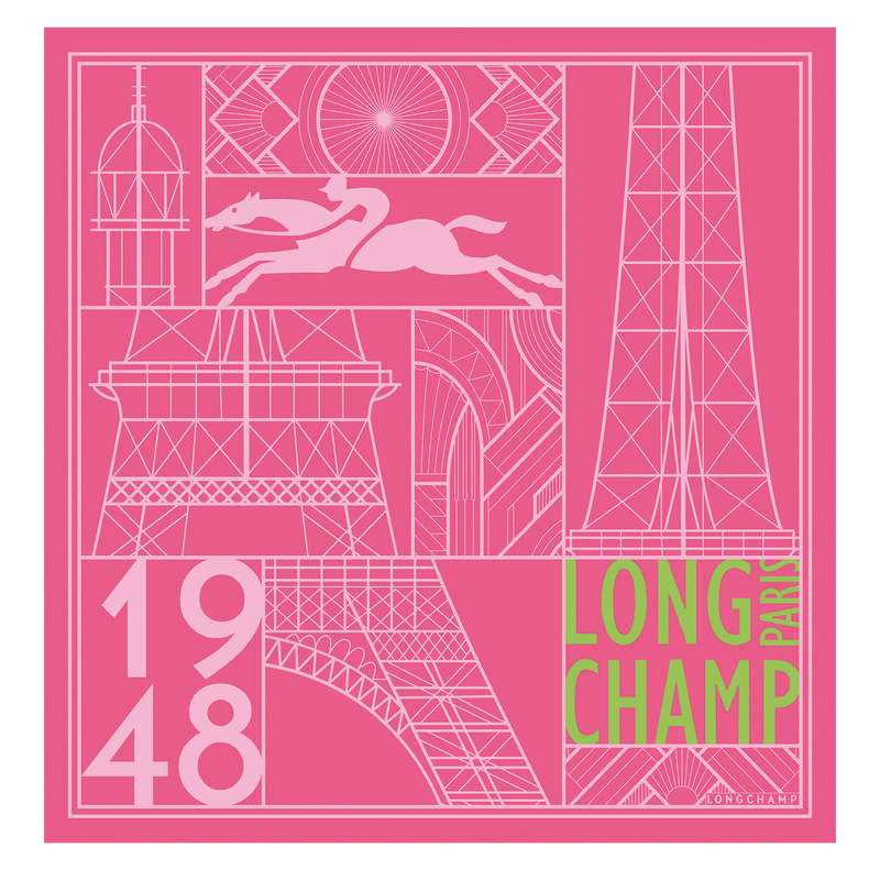 Bufandas Longchamp Eiffel Tower 1948 Silk scarf 50 Mujer Rosas | LC-CBZP6944