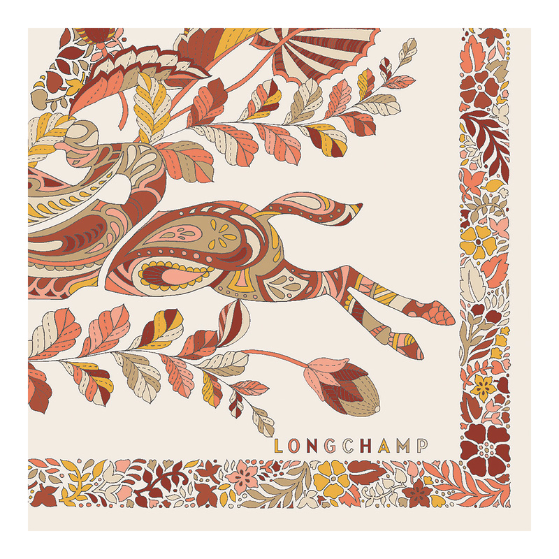 Bufandas Longchamp Forêt Silk scarf 50 Mujer Honey | LC-AHJN4892