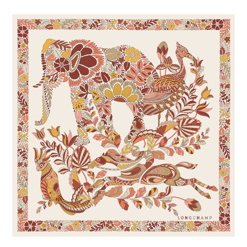 Bufandas Longchamp Forêt Silk scarf 50 Mujer Honey | LC-AHJN4892