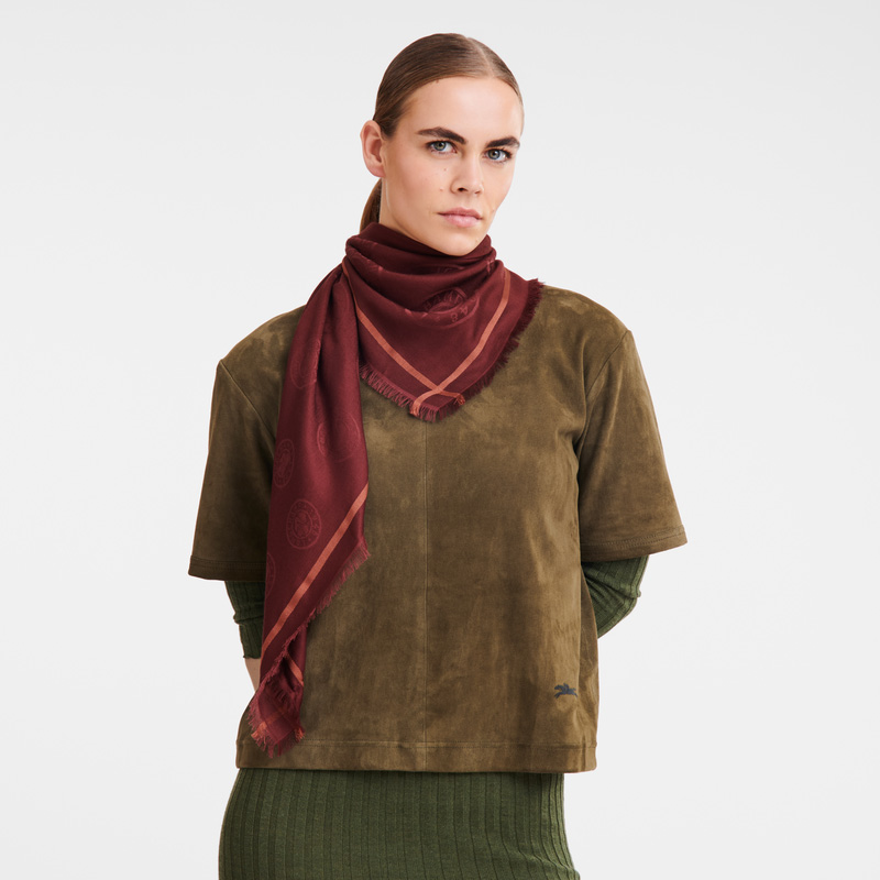 Bufandas Longchamp La Médaille Shawl Hombre Burdeos | LC-ZWSN0588