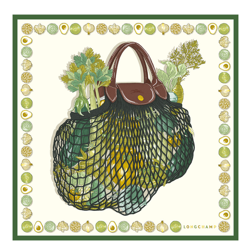 Bufandas Longchamp The Gourmet Mesh bag Silk scarf 70 Mujer Laurel | LC-ZPIL1395
