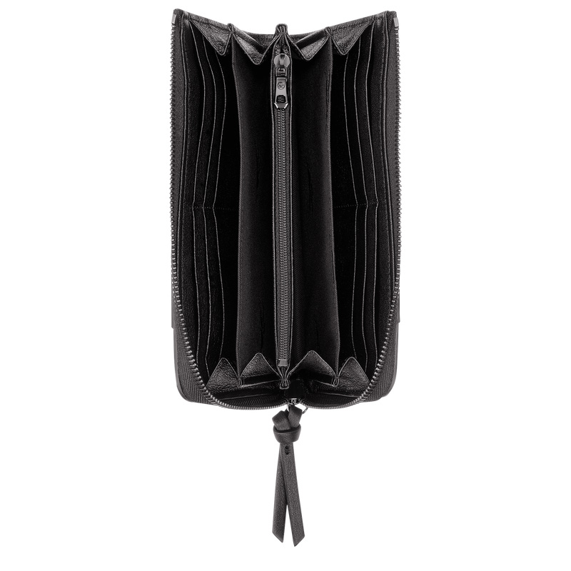 Carteras Longchamp 3D Zip around wallet Hombre Negras | LC-UKAC9688