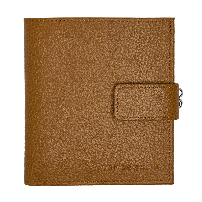 Carteras Longchamp Le Foulonné Compact wallet Mujer Walnut | LC-NGYH7141