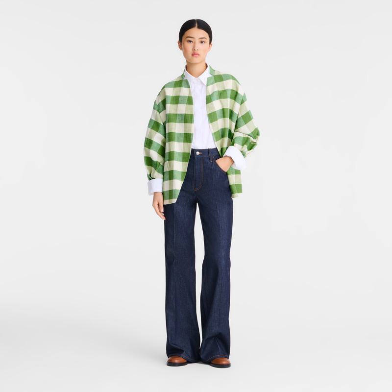 Chaquetas Longchamp Kimono jacket Mujer Verde | LC-FFVZ4222