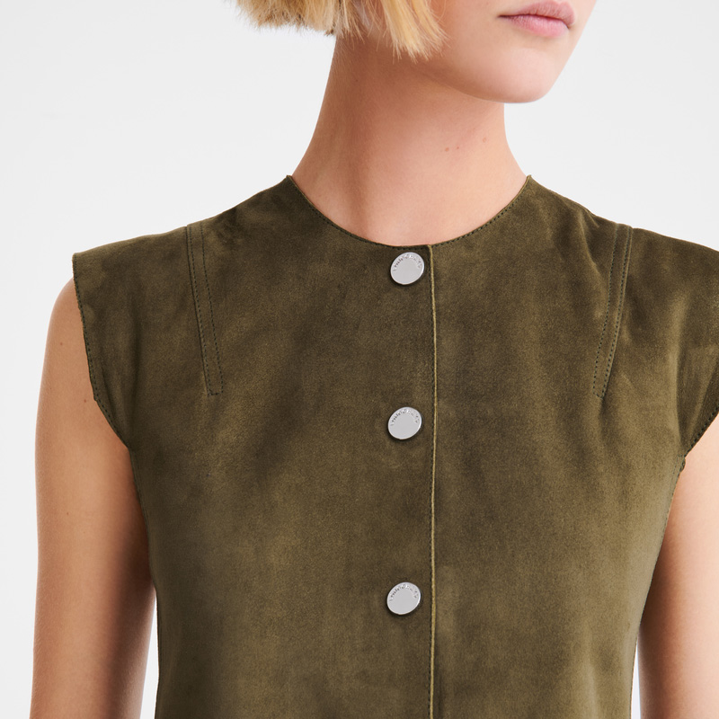 Chaquetas Longchamp Sleeveless jacket Mujer Kaki | LC-RGOF6681