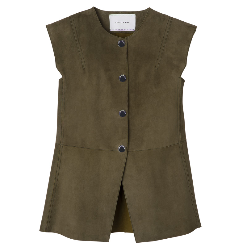 Chaquetas Longchamp Sleeveless jacket Mujer Kaki | LC-RGOF6681