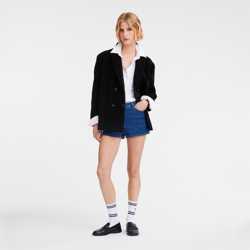 Chaquetas Longchamp Straight peacoat Mujer Negras | LC-VUEA5464
