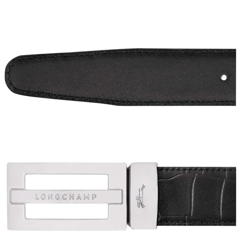 Cinturones Longchamp Delta Box Men's belt Hombre Negras | LC-QGGI4089