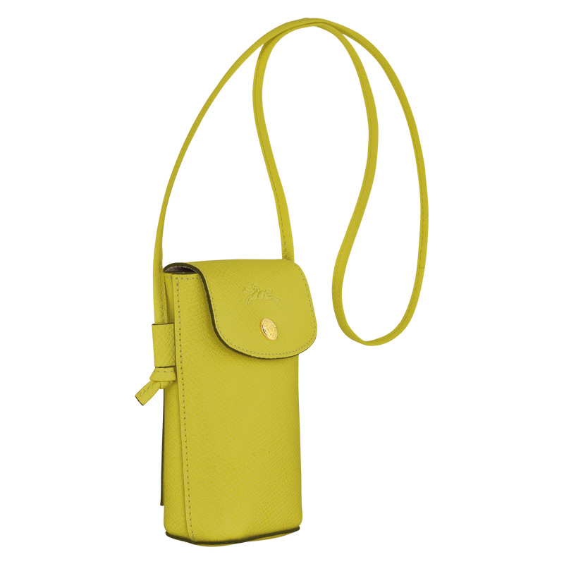Funda Longchamp Épure Phone case with leather lace Mujer Verde | LC-UCUL3479