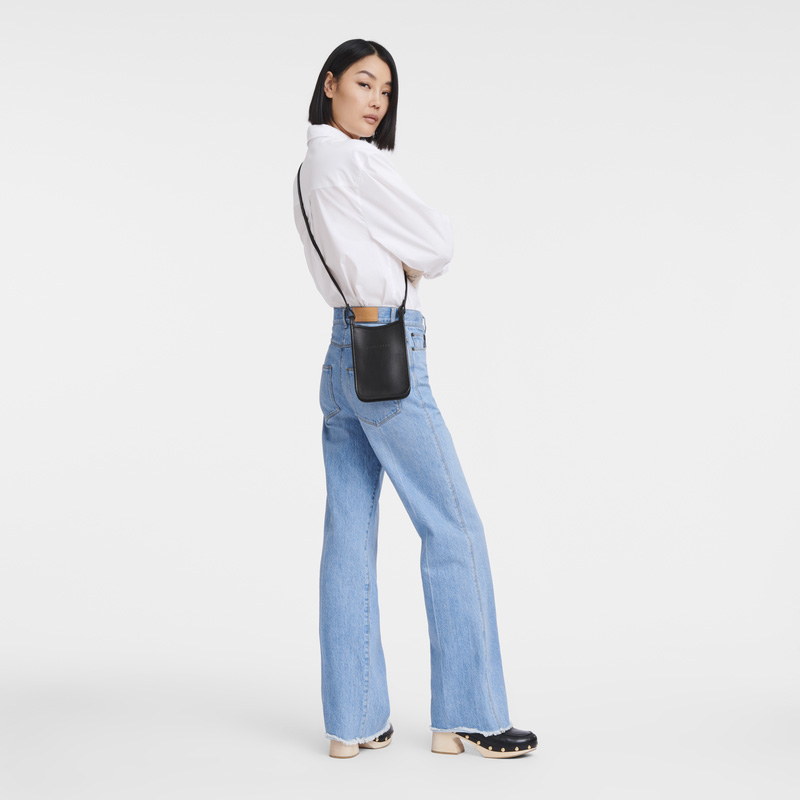 Funda Longchamp Le Foulonné Phone case Mujer Negras | LC-MSOI8578