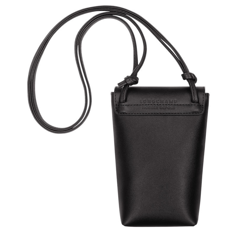 Funda Longchamp Le Pliage Xtra Phone case with leather lace Mujer Negras | LC-LBBL9311