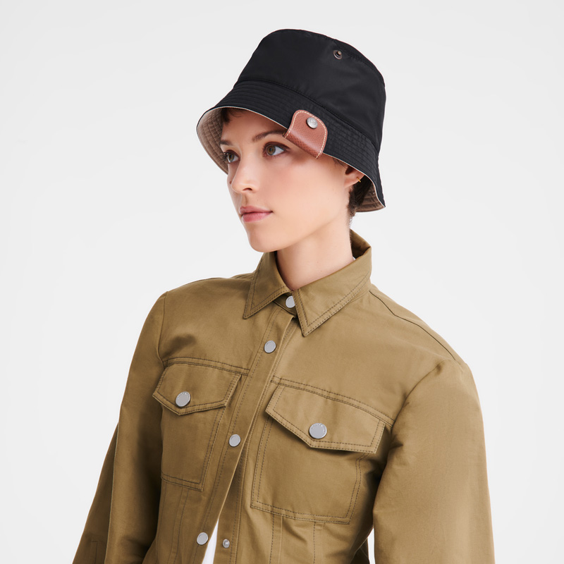 Gorras Longchamp Reversible bucket hat Mujer Black/Mahogany | LC-VYBL9864