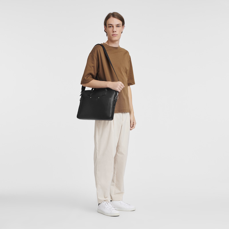 Maletín Longchamp sur Seine Briefcase Hombre Negras | LC-CHFH9609