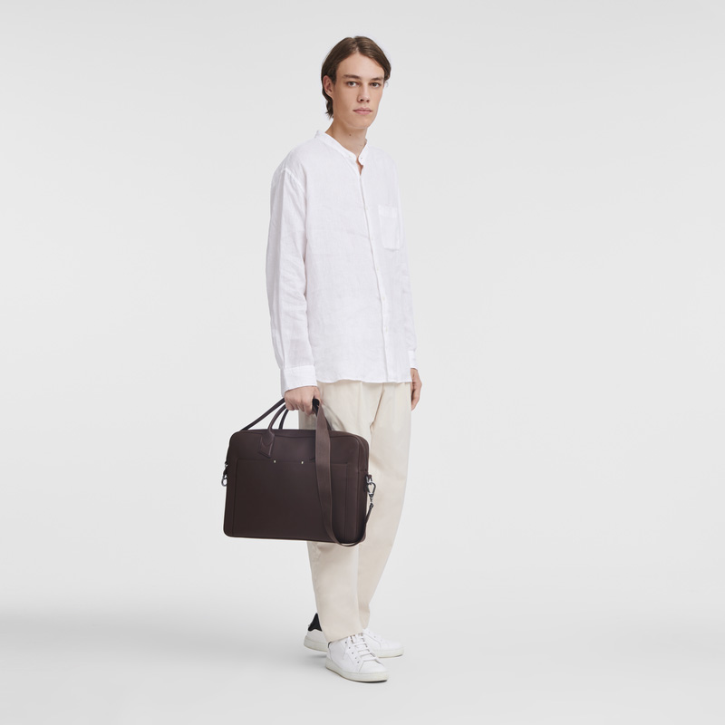 Maletín Longchamp sur Seine M Briefcase Hombre Mocha | LC-OVKL0477