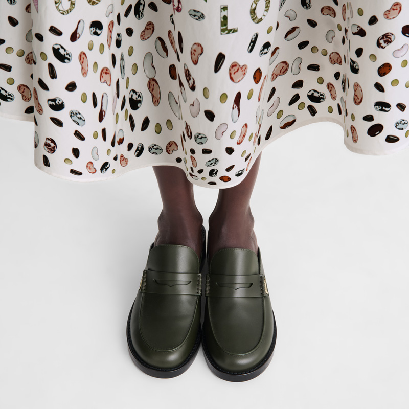 Mocasines Longchamp Epure Timeless Mules Mujer Kaki | LC-AYZT4513