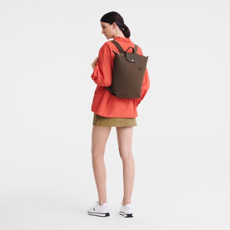 Mochilas Longchamp Le Pliage Green M Backpack Hombre Terra | LC-WLSH7983
