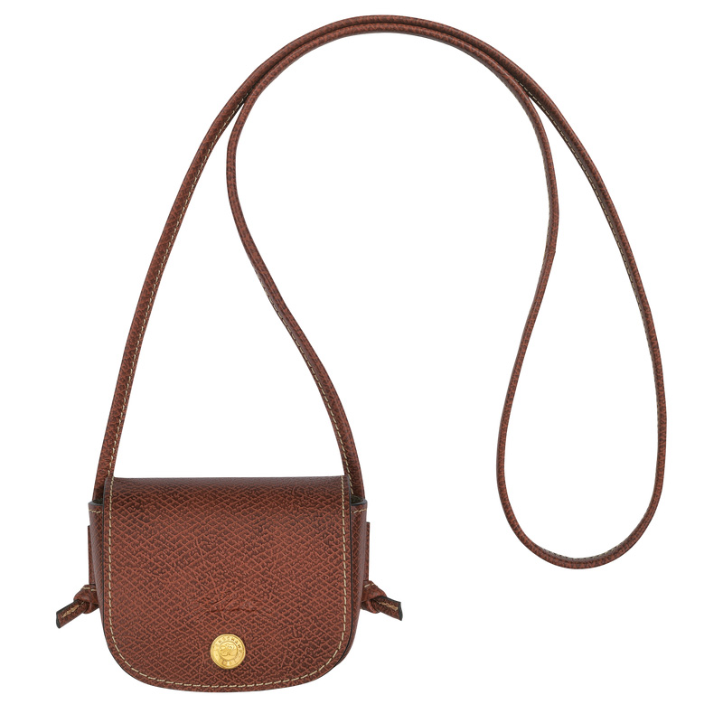 Monederos Longchamp Épure Coin purse with leather lace Mujer Marrones | LC-PPWE2958