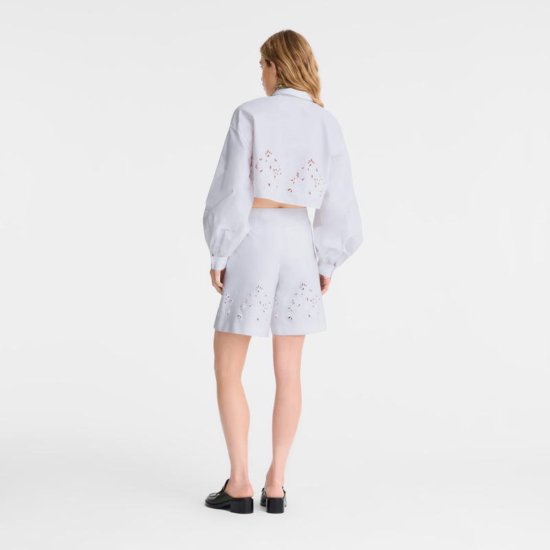 Pantalones Longchamp Bermuda shorts Mujer Blancas | LC-BSFP4362