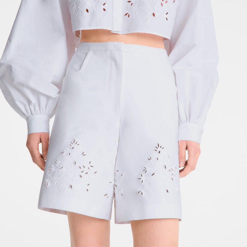 Pantalones Longchamp Bermuda shorts Mujer Blancas | LC-BSFP4362