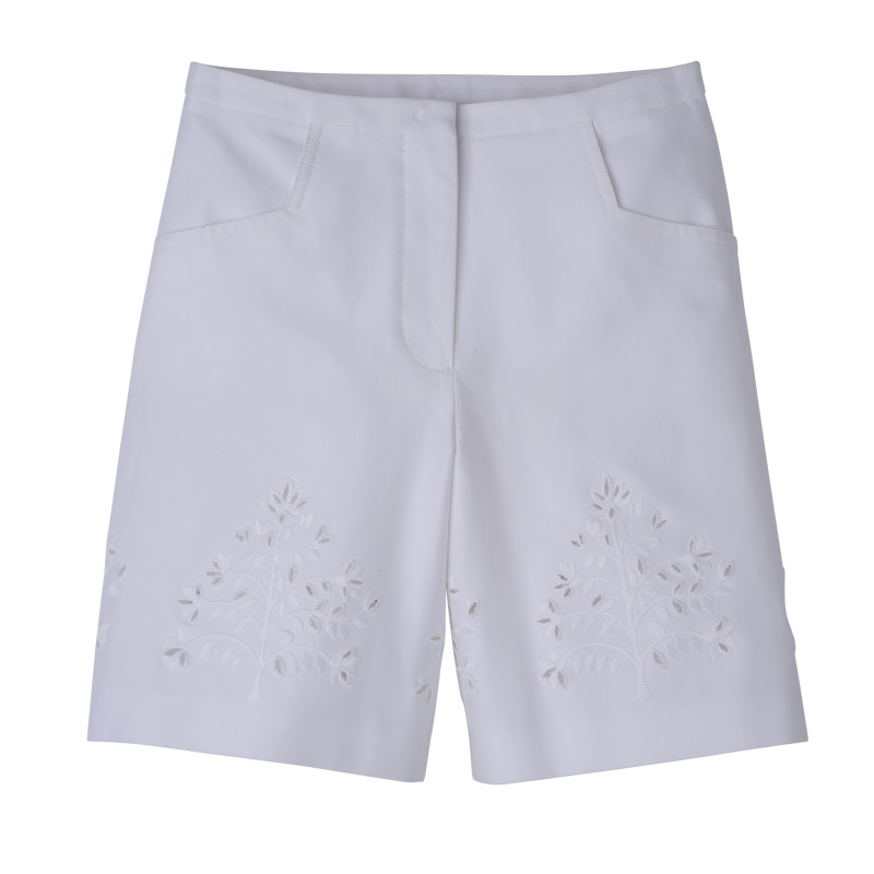 Pantalones Longchamp Bermuda shorts Mujer Blancas | LC-BSFP4362