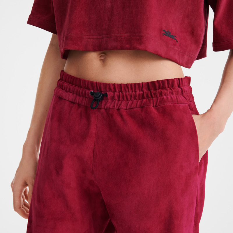 Pantalones Longchamp Leather straight pants Mujer Beetroot | LC-ZGUQ1617
