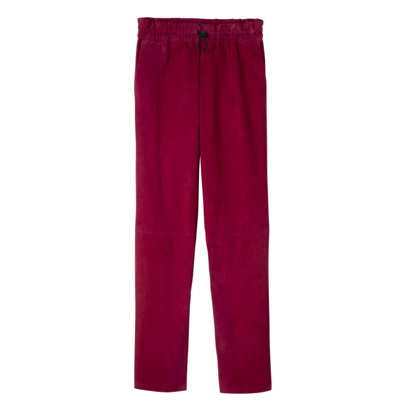 Pantalones Longchamp Leather straight pants Mujer Beetroot | LC-ZGUQ1617